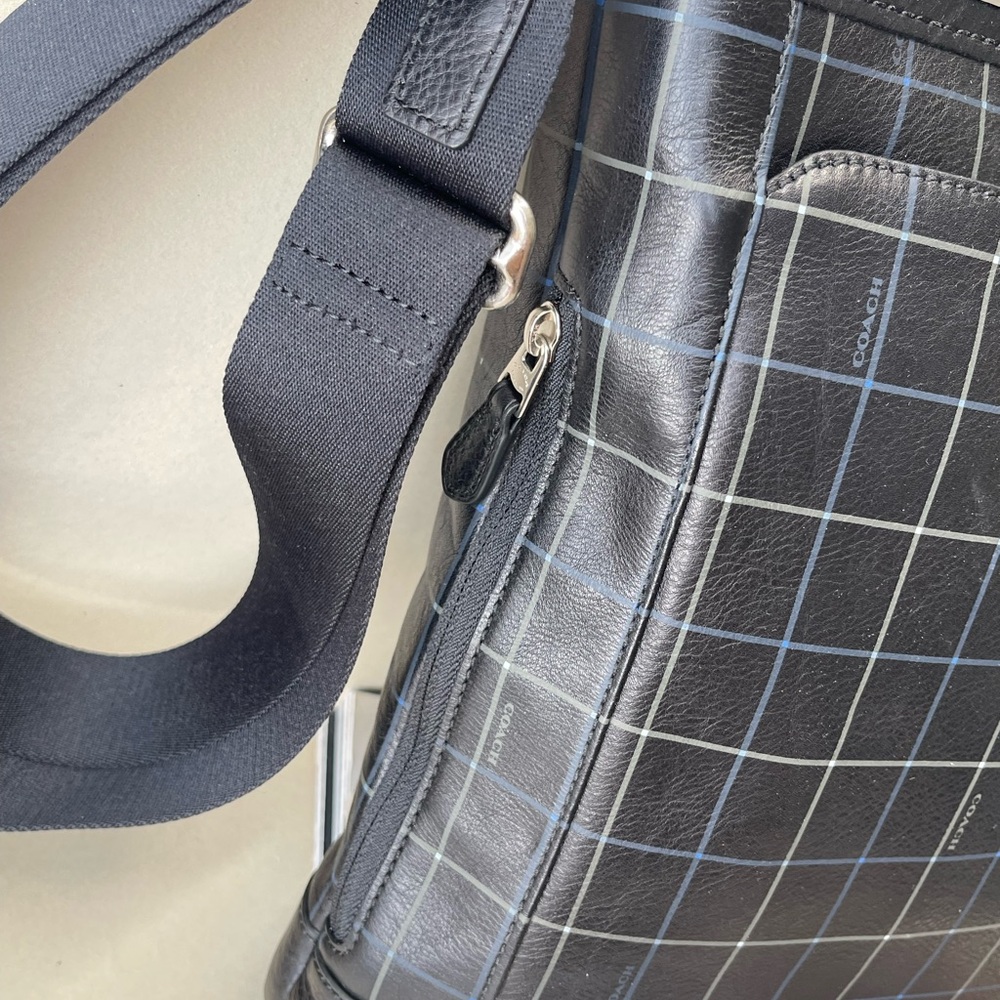 (new+tag) Coach F71757 Men/Unisex tech crossbody full leather black tattersall - Picture 10 of 16